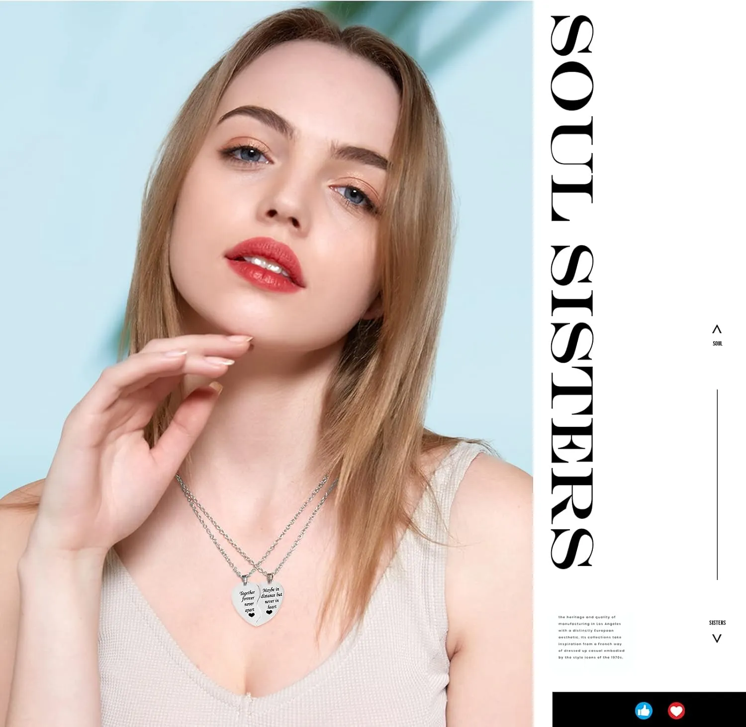 MJartoria BFF Necklace for 2-Valentines Heart Matching Necklace Best Friends Pendant Friendship Necklace Set of 2 Gifts for Women