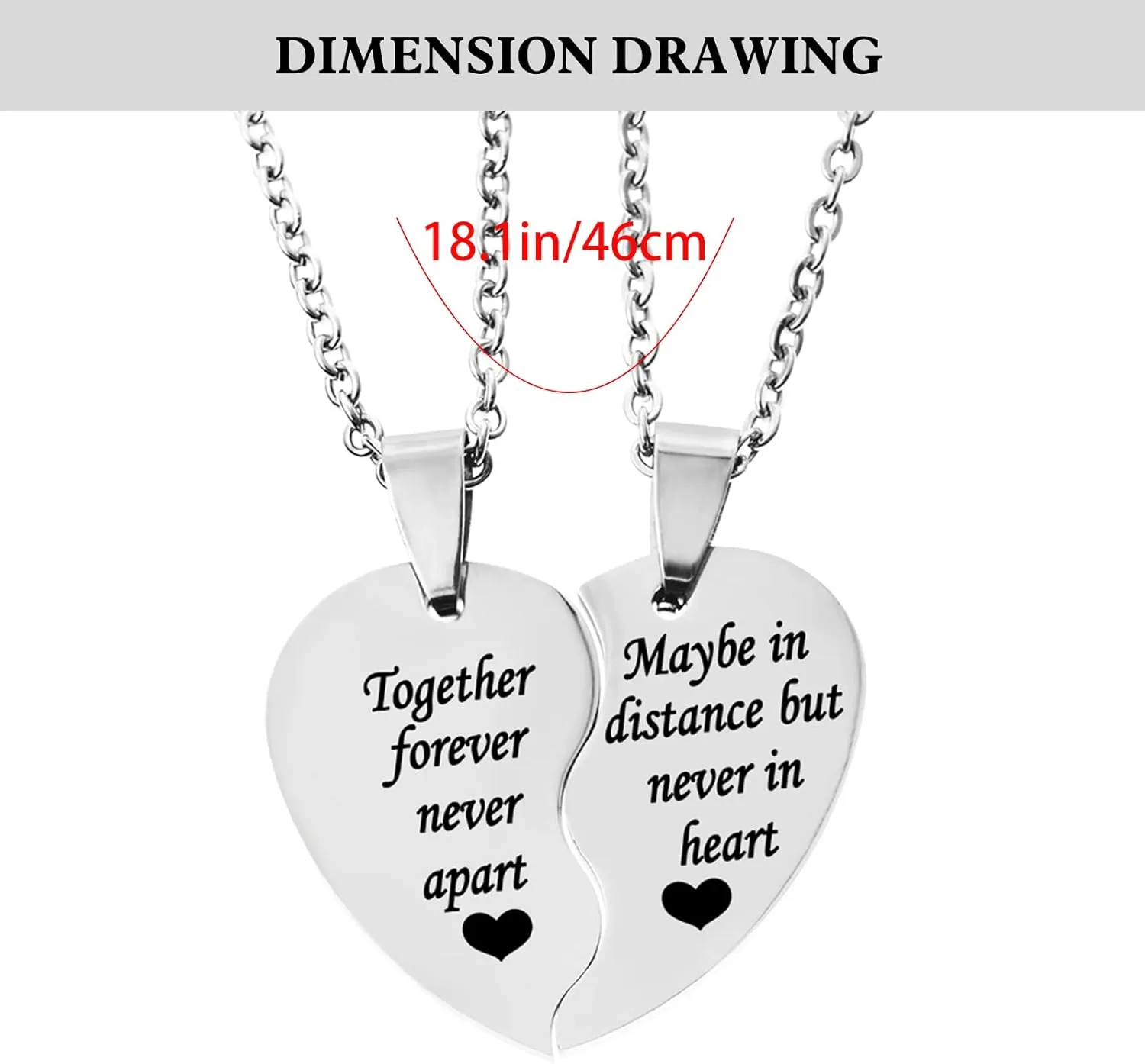 MJartoria BFF Necklace for 2-Valentines Heart Matching Necklace Best Friends Pendant Friendship Necklace Set of 2 Gifts for Women