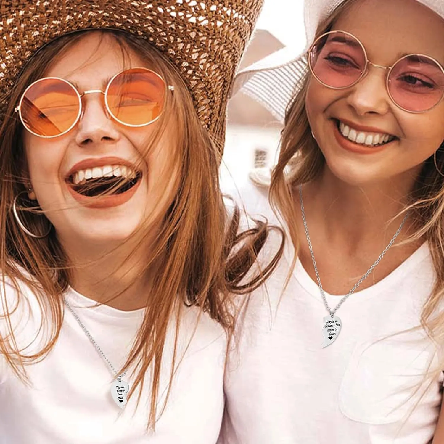 MJartoria BFF Necklace for 2-Valentines Heart Matching Necklace Best Friends Pendant Friendship Necklace Set of 2 Gifts for Women