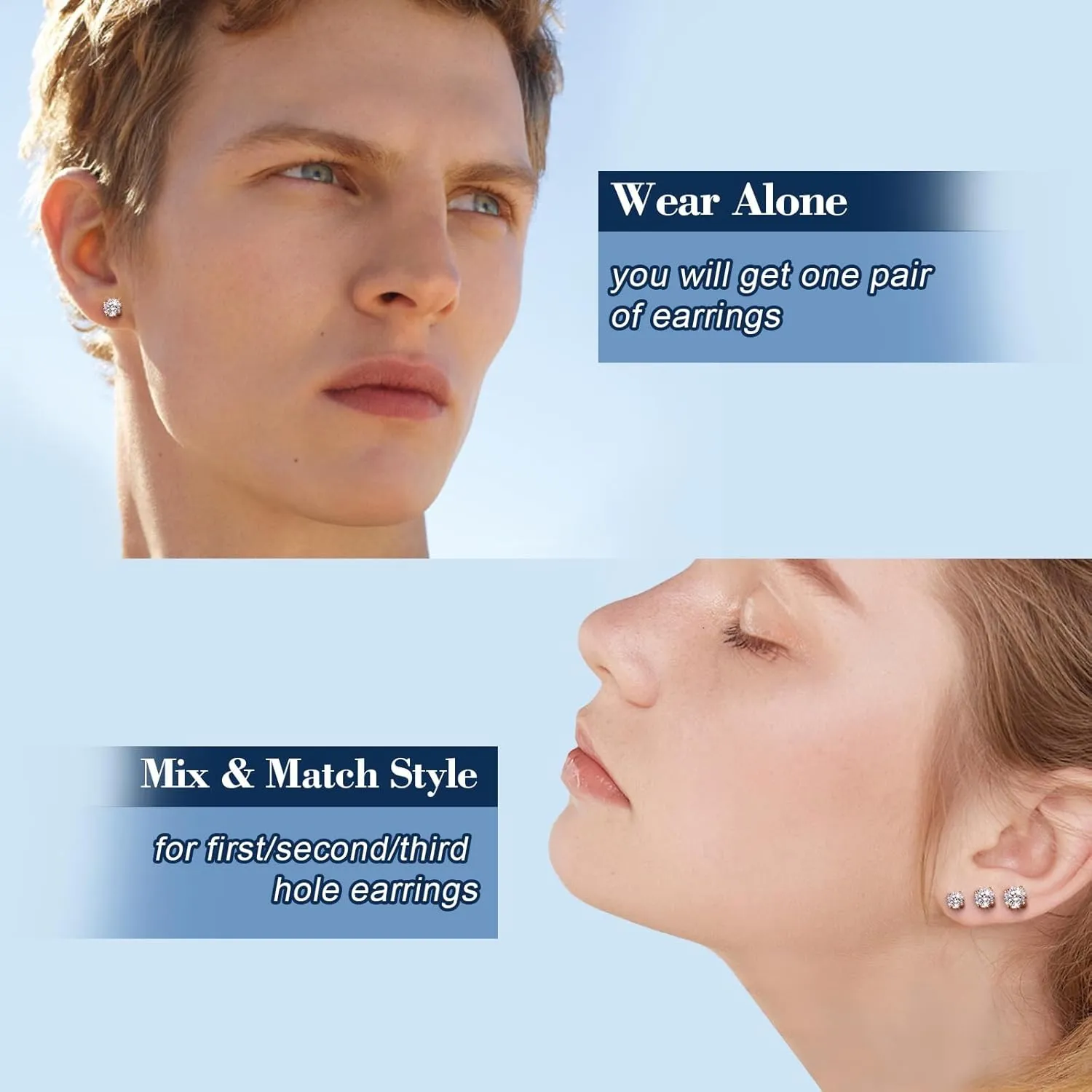 Moissanite Stud Earrings Screw Back 0.2-8 Carats (3-10mm) Moissanite Earrings for Women Men 18k Gold Plated 925 Sterling Silver Stud D Color VVS1 Round Stone Mothers Day Jewelry Gift