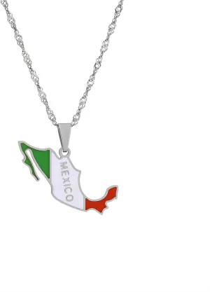 Nation Necklace National Map Pendant Necklaces Mexican Jewelry Stainless Steel For Men Women