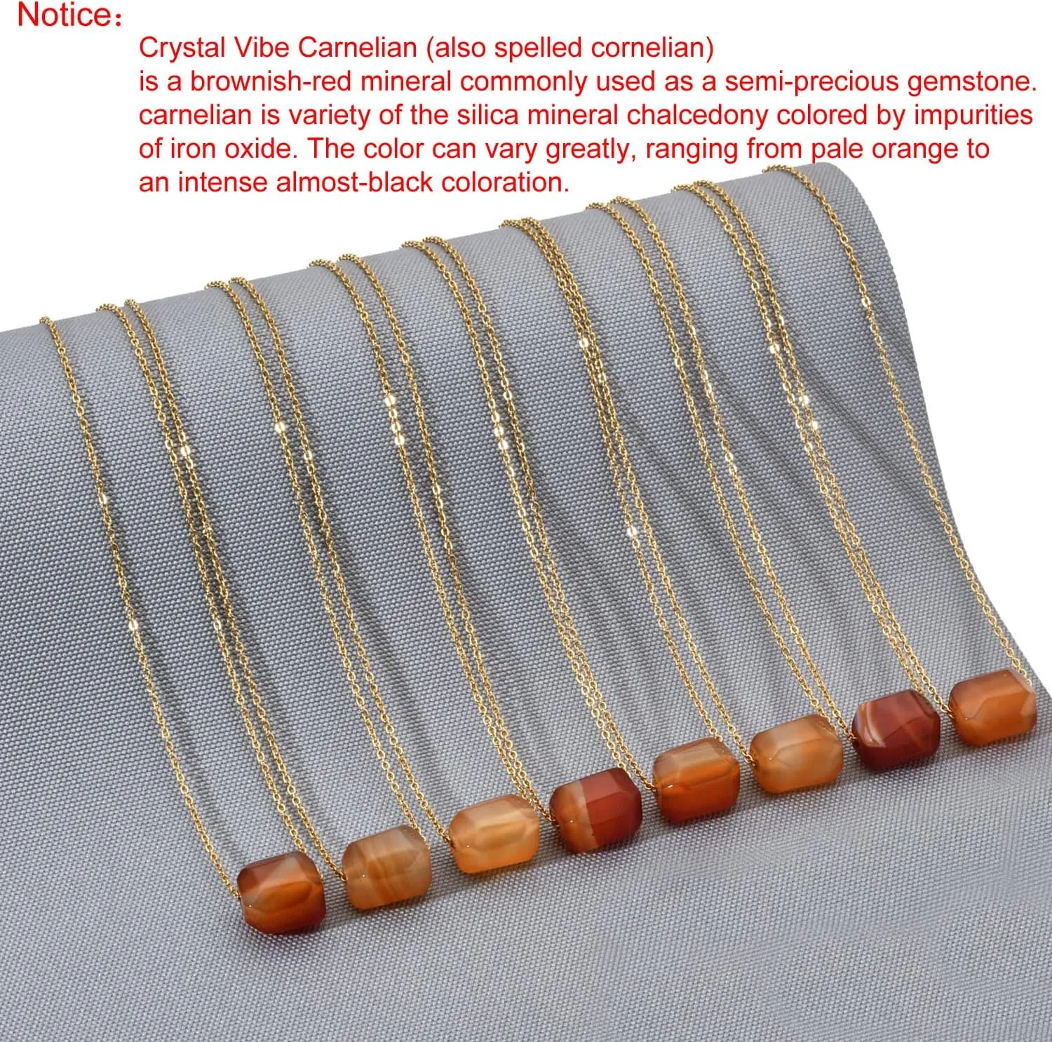 Natural Carnelian Healing Crystal Necklace - Earthy Anxiety & Healing Necklace
