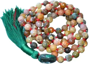 Natural Chalcedony ,Natural Rainbow Agate 8mm 108 Mala Beads, Spiritual, Meditation Beads, Reiki, Japa Mala, Buddhist Prayer Beads, Yoga Bracelet, healing beads LKMALA-RRGU-1678, 34 inch