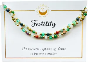 Natural Crystal Necklaces for Moms, Pregnancy, and Fertility | Choker-Style with Extender Chain with Real Gemstones: Moonstone, Amethyst, Rose Quartz, Pink Chalcedony, and Lepidolite