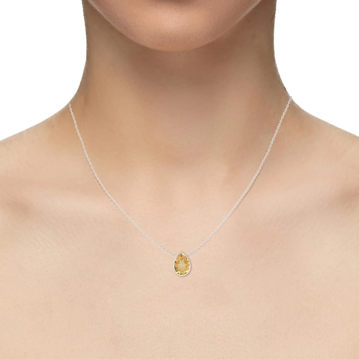 Natural Gemstone Slider Pendant Necklaces for Women in Sterling Silver, Birthstone Jewelry Gifts for Her Birthday, Wedding Anniversary, Christmas