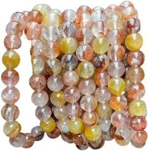 Natural Genuine Brazilian Crystal Stretch Bracelet, Abundance Stone Birthstone Chakra Healing Gemstone Crystal Beads Adjustable Bangle Jewelry Gift for Men Women
