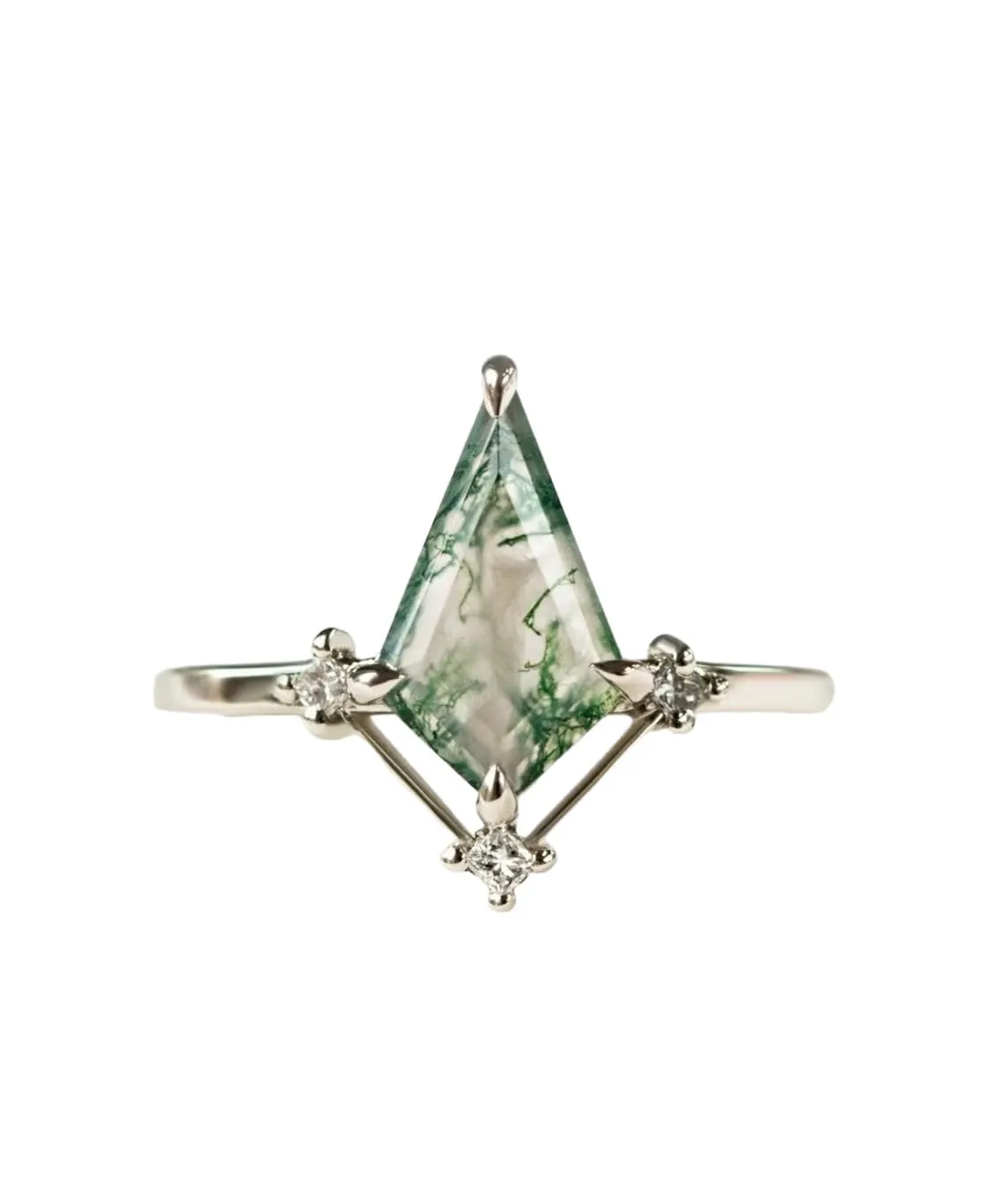 Natural Moss Agate Ring Kite Cut Engagement Ring Wedding Ring Gift For Women & Girl Green Moss Agate Jewelry 925 Sterling Silver Ring by GemstonesHubStore (Rose Gold, 8.5)