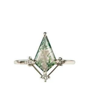 Natural Moss Agate Ring Kite Cut Engagement Ring Wedding Ring Gift For Women & Girl Green Moss Agate Jewelry 925 Sterling Silver Ring by GemstonesHubStore (Rose Gold, 8.5)