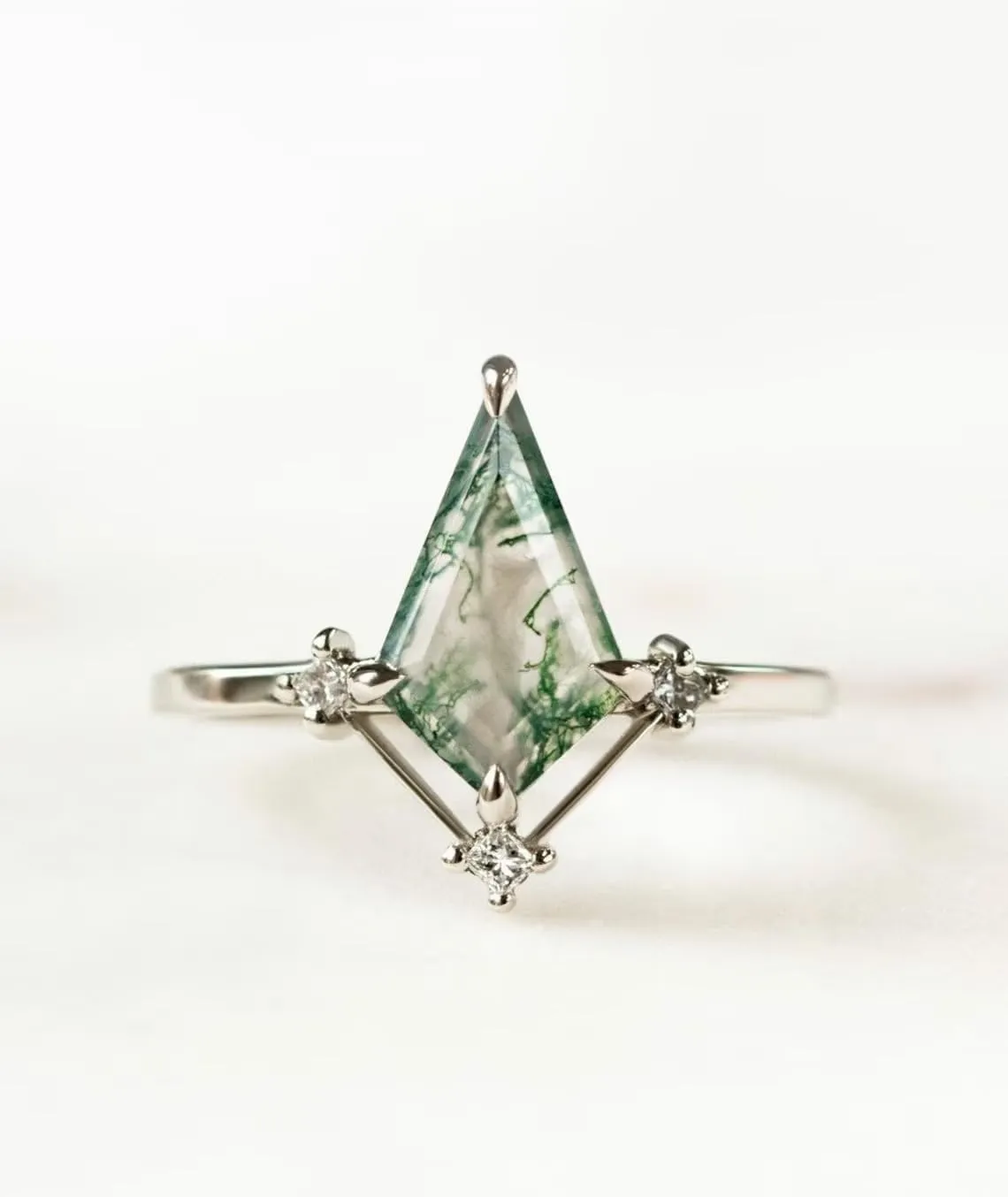 Natural Moss Agate Ring Kite Cut Engagement Ring Wedding Ring Gift For Women & Girl Green Moss Agate Jewelry 925 Sterling Silver Ring by GemstonesHubStore (Rose Gold, 8.5)