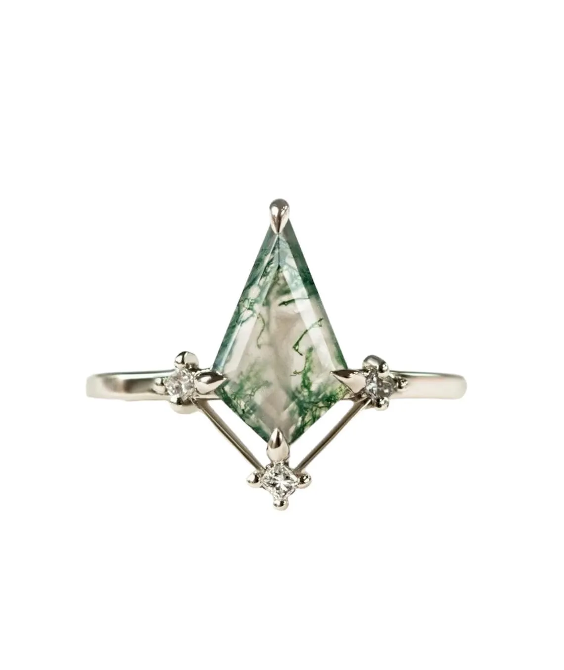 Natural Moss Agate Ring Kite Cut Engagement Ring Wedding Ring Gift For Women & Girl Green Moss Agate Jewelry 925 Sterling Silver Ring by GemstonesHubStore (Silver, 7)