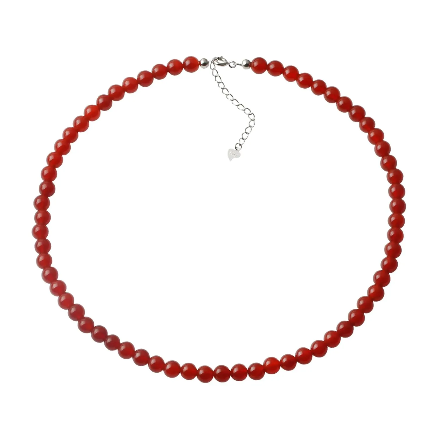 Natural Red Agate Choker Necklace Sterling Silver 6MM Round Beads Strand Necklace for Women