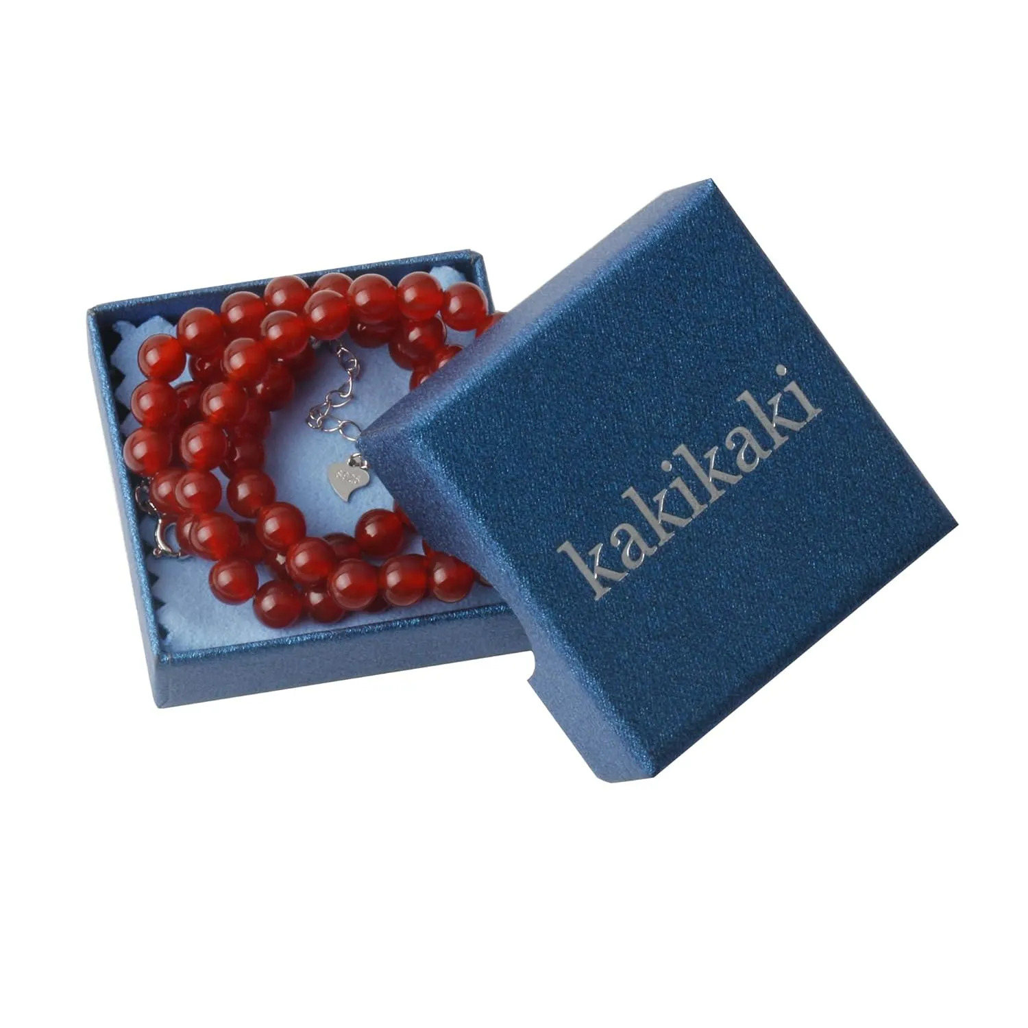 Natural Red Agate Choker Necklace Sterling Silver 6MM Round Beads Strand Necklace for Women