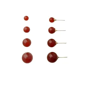 Natural Red Agate Earrings - Simple, Elegant (6mm)