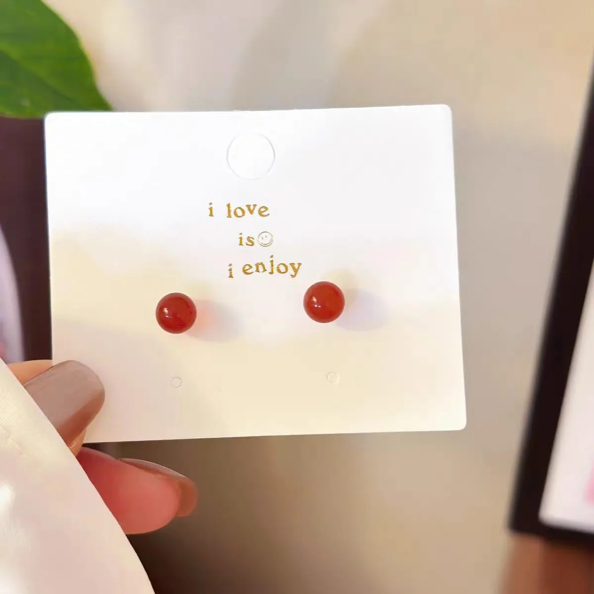 Natural Red Agate Earrings - Simple, Elegant (6mm)