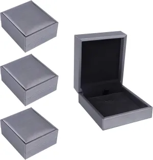 Necklace Pendant Box, 4 Pack PU Leather Jewelry Box, Grey Gift Boxes, Earring Storage Case for Proposal, Engagement, Wedding