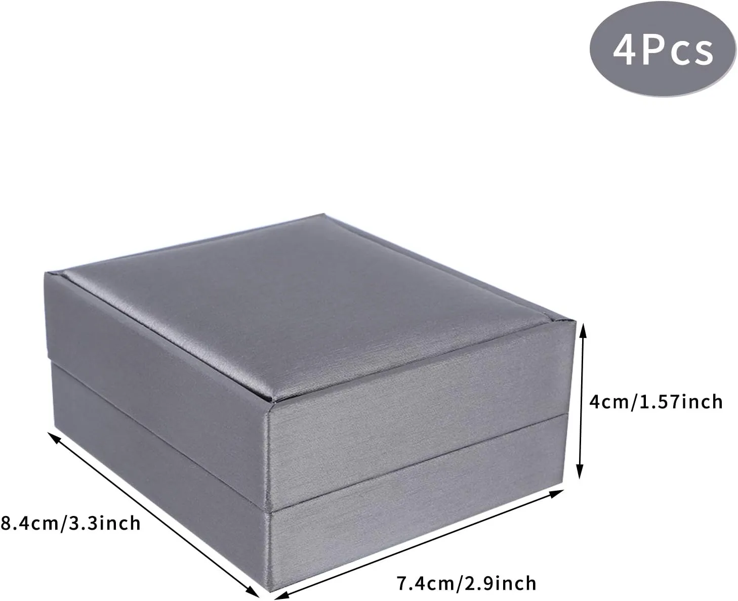Necklace Pendant Box, 4 Pack PU Leather Jewelry Box, Grey Gift Boxes, Earring Storage Case for Proposal, Engagement, Wedding
