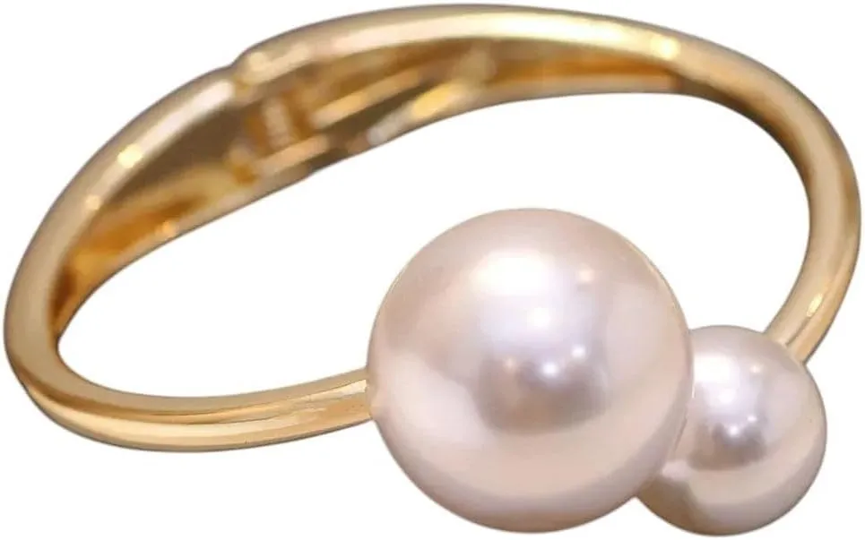 New 2026 Unisex Stainles Stell Luxury Imitation Pearl Bracelet For Women Fashion Ladies Gold Silver Color Geometric Alloy Opening Bangles Jewelry Trendy Accessories Creative Gift For Women And Men