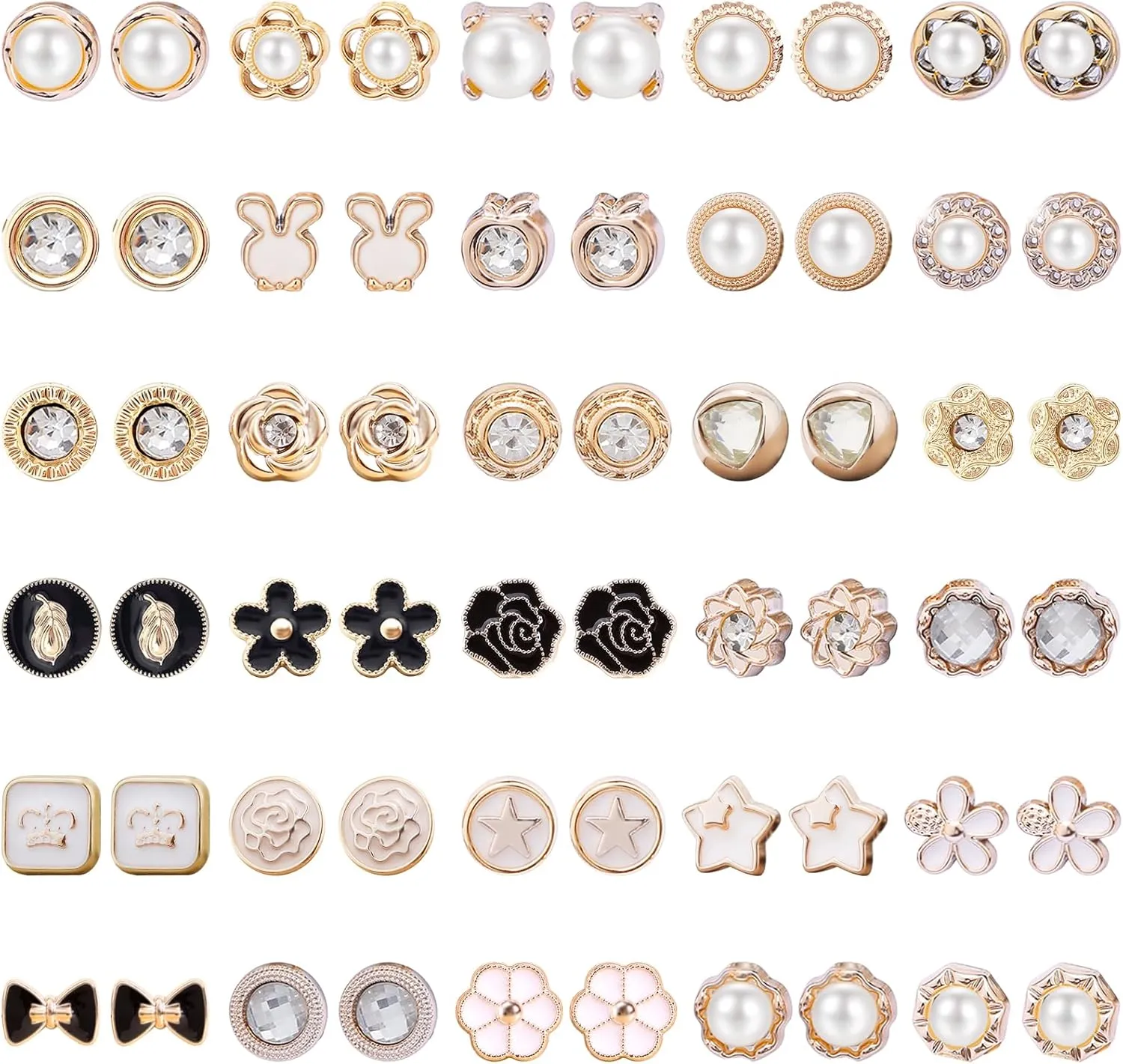 NEWITIN 15 Pairs Magnetic Stud Earrings for Women Clip on Earring Magnet Studs Inlaid Cubic Zirconia Pearl Stud Earring Fashion Non Piercing Magnetic Earrings for Women