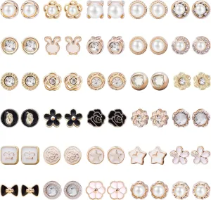 NEWITIN 15 Pairs Magnetic Stud Earrings for Women Clip on Earring Magnet Studs Inlaid Cubic Zirconia Pearl Stud Earring Fashion Non Piercing Magnetic Earrings for Women