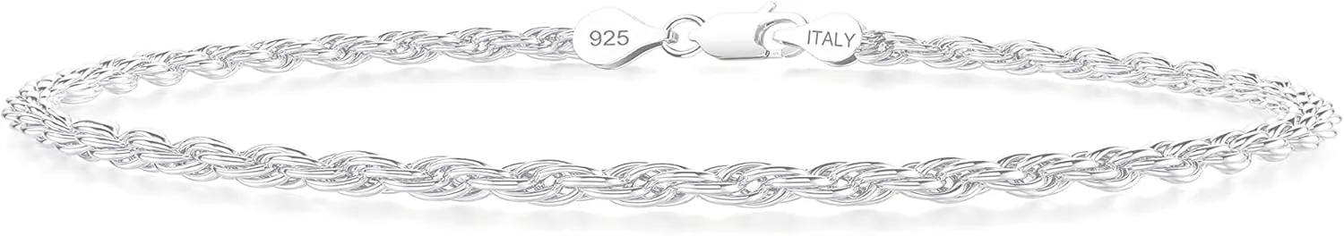 nometo 925 Sterling Silver Rope Chain Bracelet Box Chain Bracelet 2mm3mm5mm Gold/Silver Bracelet for Men Women Silver Bracelet 6.5-9 Inches