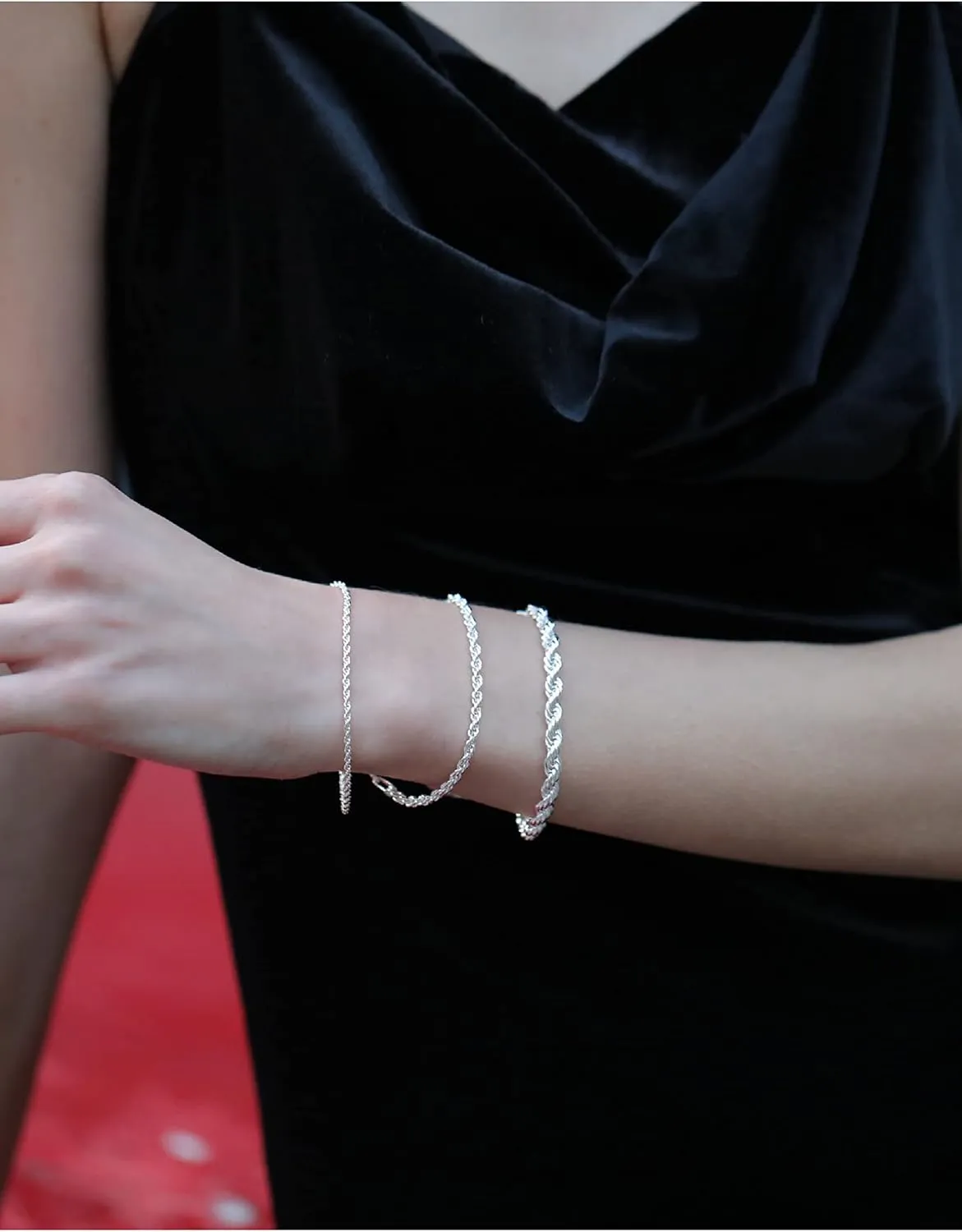 nometo 925 Sterling Silver Rope Chain Bracelet Box Chain Bracelet 2mm3mm5mm Gold/Silver Bracelet for Men Women Silver Bracelet 6.5-9 Inches