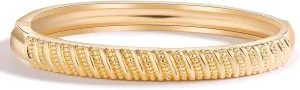 Novastar 14K Real Gold Plated Flat Ribbed Bangle Bracelets for Women | Gold Cuff Bangles for Girls