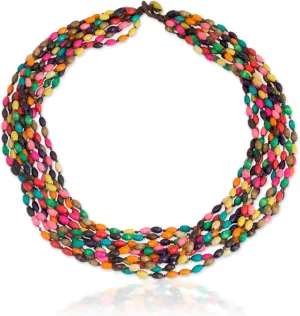 NOVICA Artisan Handcrafted Wooden Bead Necklaces | Natural Stone Malachite | Round Beads Necklace | Multi Color Wood Necklace | Wooden Mala Beads Necklace | Natural Wooden Bead Necklace