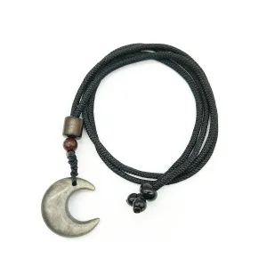 Obsidian Necklace Moon Pendant with Adjustable Cord in 16-25inch for Women or Men Choker Handmade Necklace Jewelry Healing Crystal Dainty Cute Gifts for Bestfriend&Teen&Birthday Silver Obsidian Moon