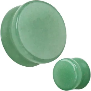 Pair (2PCS) GREEN AVENTURINE STONE PLUGS Double Flare Gauges Jade Organic Ear Tunnels 9353