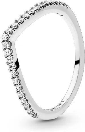 PANDORA Shimmering Wish Ring, Sterling Silver, Clear Cubic Zirconia, Size 7