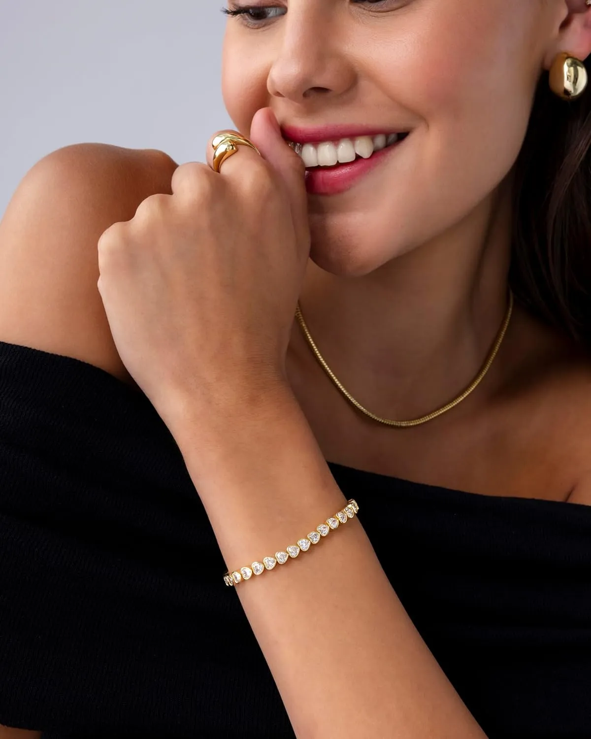 PAVOI 14K-18K Gold Plated Simulated Diamonds Bezel Set Tennis Bracelets for Women - Cubic Zirconia Stones Trillion Trinity Radiant Cut Round Pear Heart Statement Bride Gold Bracelet Stack - Sizes 6.5-7.5 Inch