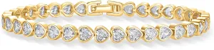 PAVOI 14K-18K Gold Plated Simulated Diamonds Bezel Set Tennis Bracelets for Women - Cubic Zirconia Stones Trillion Trinity Radiant Cut Round Pear Heart Statement Bride Gold Bracelet Stack - Sizes 6.5-7.5 Inch