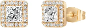 PAVOI 14K Gold Plated Sterling Silver Post Brilliant Round Faux Diamond Halo Earrings - Premium Cubic Zirconia in Rose, White, and Yellow Gold