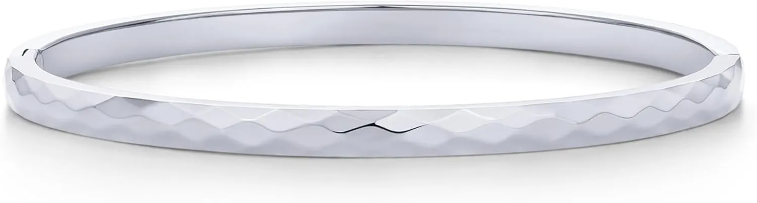 PAVOI 14K Gold Plated Waterproof Bangle Bracelets for Women | Stainless Steel Faceted Hammered Ball Beaded Hinged Bracelet
