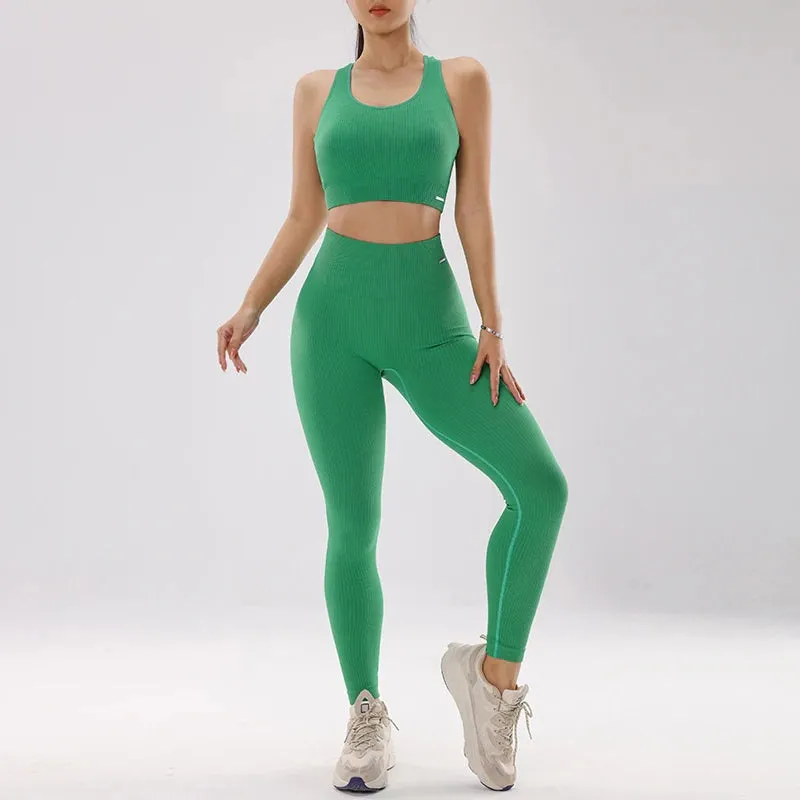 Peach Lift Yoga Set  Quick-Dry Sports Bra & Slimming Leggings for Fitness
