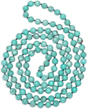 PEARLADA Long Turquoise Tiger Eye Beads Endless Necklaces Handmade Jewelry for Women 47.5"