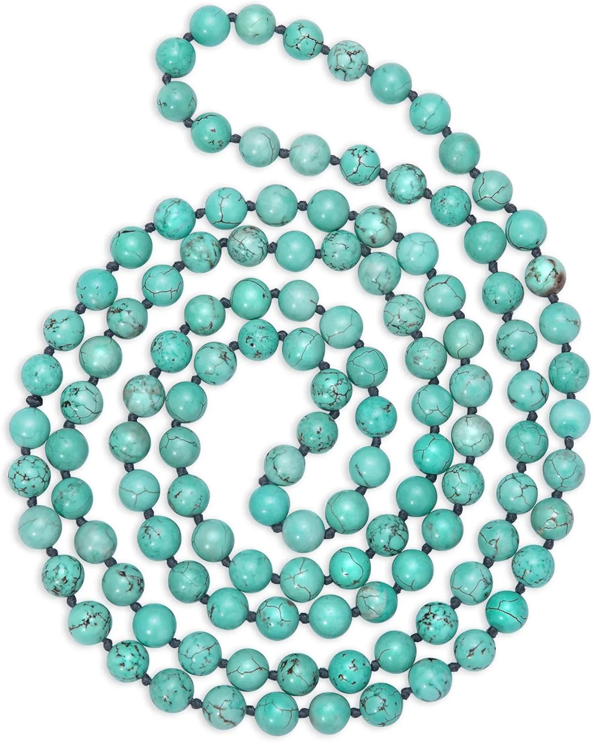 PEARLADA Long Turquoise Tiger Eye Beads Endless Necklaces Handmade Jewelry for Women 47.5"