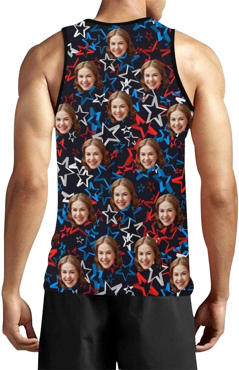 Personalized Face Tank Tops for Men Custom Funny Men's Graphic Tanks Top with Photo