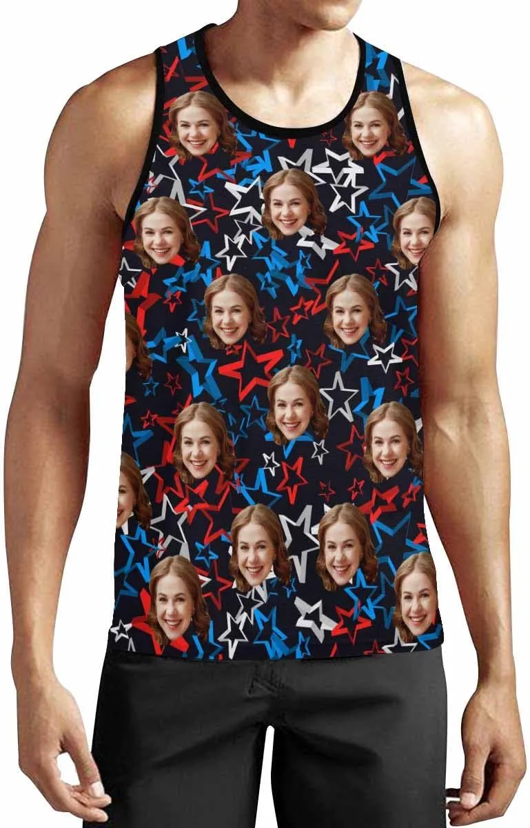 Personalized Face Tank Tops for Men Custom Funny Men's Graphic Tanks Top with Photo