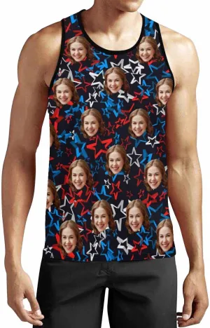 Personalized Face Tank Tops for Men Custom Funny Men's Graphic Tanks Top with Photo