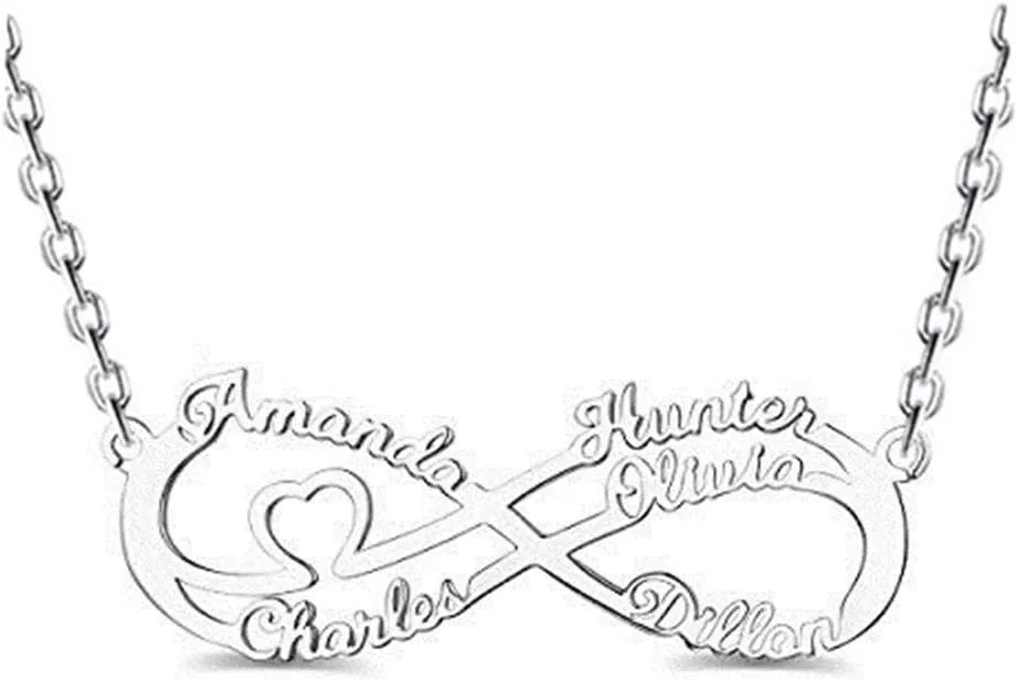 Personalized Infinity Name Necklace Custom Eternal Family Necklaces for Women with Any Names