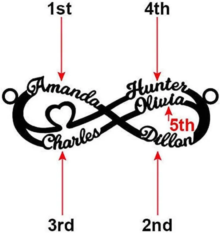 Personalized Infinity Name Necklace Custom Eternal Family Necklaces for Women with Any Names