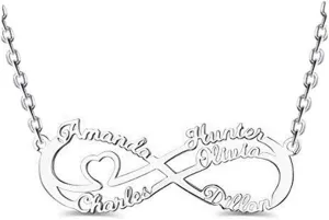 Personalized Infinity Name Necklace Custom Eternal Family Necklaces for Women with Any Names