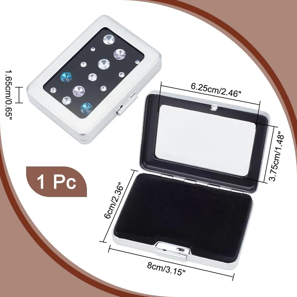 PH PandaHall Diamond Display Boxes Gem Container Holder Gemstone Jewelry Box Show Case Storage Box Holder with Window and Velvet for Gems Coins Jewelry Displaying and Gift Packing 3.1x2.3 inch