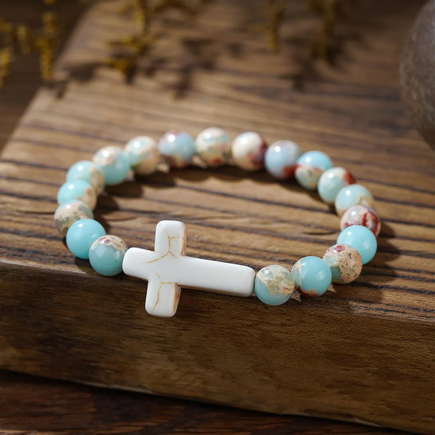 Plumiss Boho Inspirational Gifts Bracelets for Women,Handmade Unique Energy Natural Stone Beaded Strand Wrap Bracelet Jewelry Gift