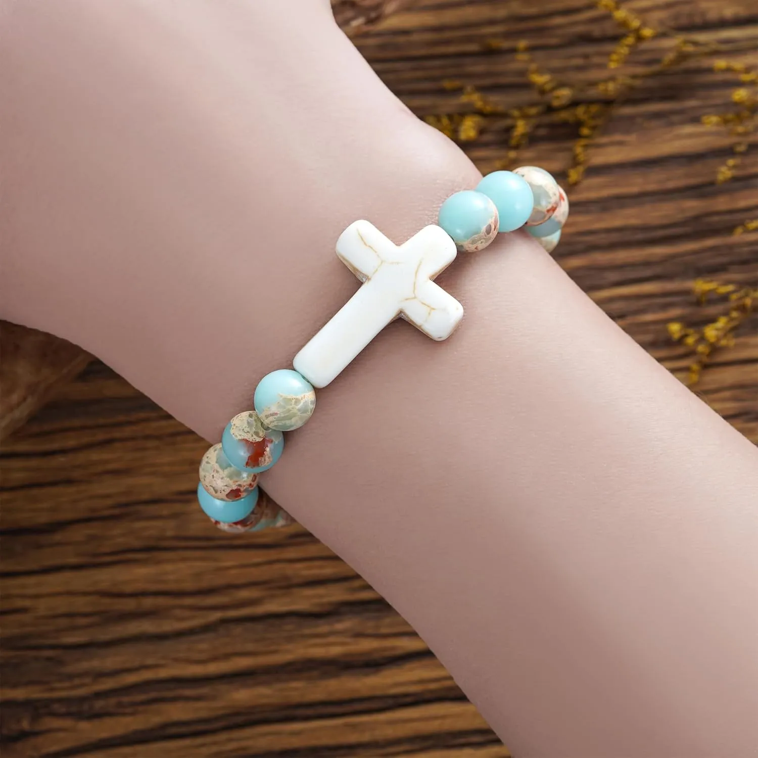 Plumiss Boho Inspirational Gifts Bracelets for Women,Handmade Unique Energy Natural Stone Beaded Strand Wrap Bracelet Jewelry Gift