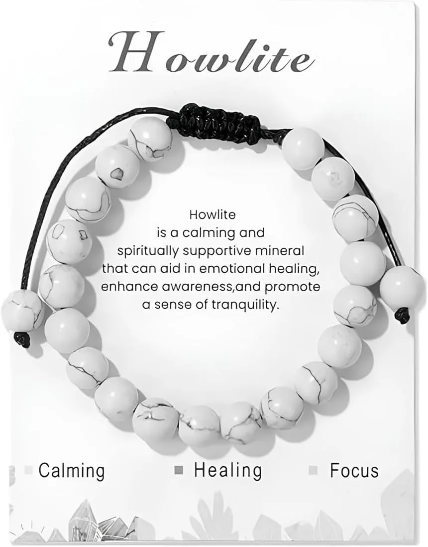 POYAMUSE Handmade Natural Stone Healing Bracelet for Women  Adjustable Woven Rope with 8mm Beads, Promotes Wellness and Positive Energy, Small Wrists Beaded Strand Bracelets for Men and Women