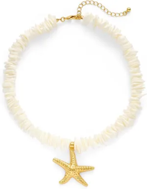 Puka Shell Necklace for Women Starfish Statement Pendant Necklace Boho Summer Beach Choker Necklaces