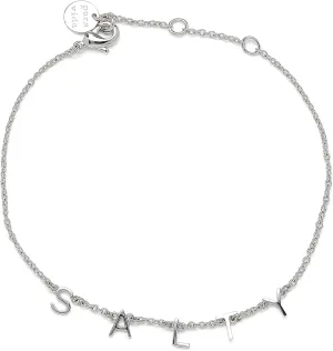 Pura Vida 7.25" Silver Salty Letter Charms Bracelet - Brass Base, Adjustable Chain - 1" Extender