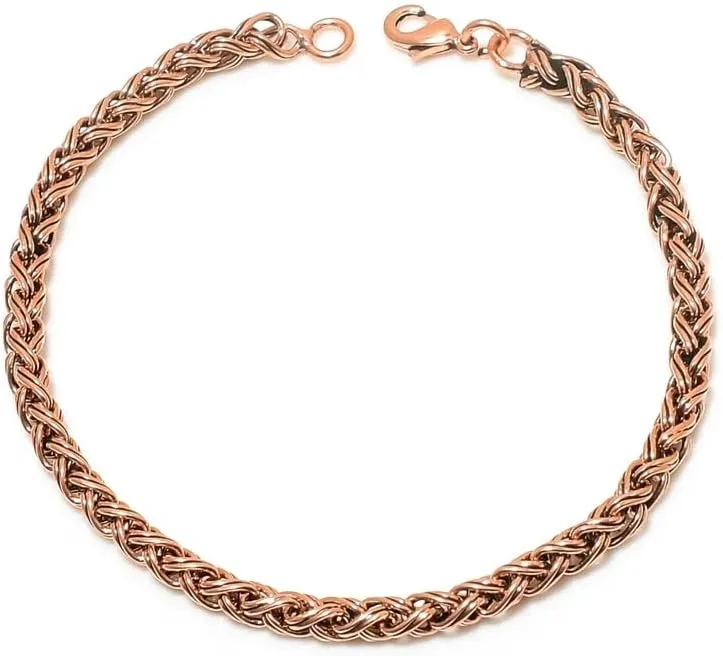 Pure Copper Wheat Chain Unisex Bracelet, 100% Oxidized Copper Chain Bracelet, Solid Copper Bracelet/Anklets Jewelry Eco Friendly Gifts